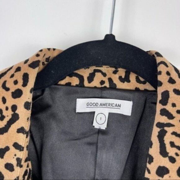 NEW Good American Leopard Print Single Button Blazer Shoulder Pads Size Small 1 - Picture 4 of 10